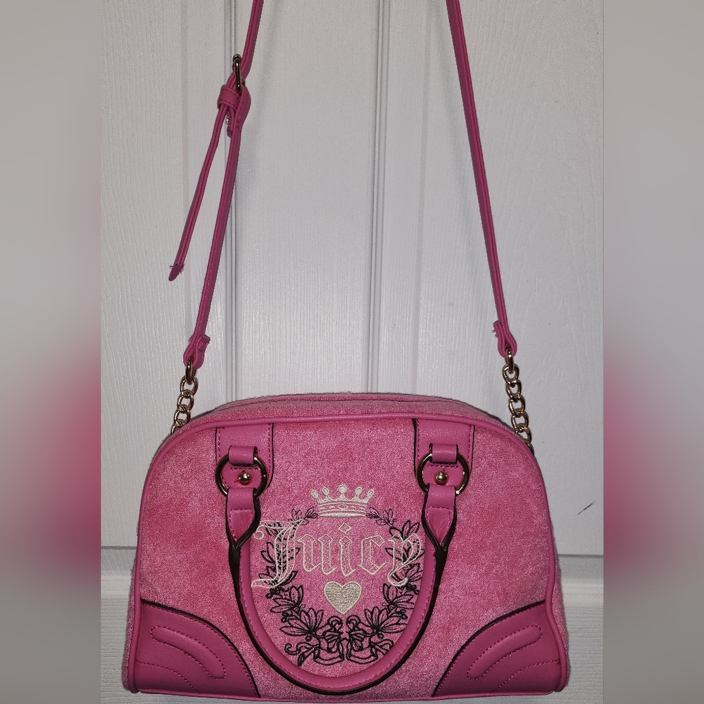 Juicy Couture Hot Pink Free Love Heritage Bowler Crossbody Bag